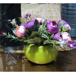 گلدان نسترن مصنوعی(دوحالت دیواری و رومیزی)