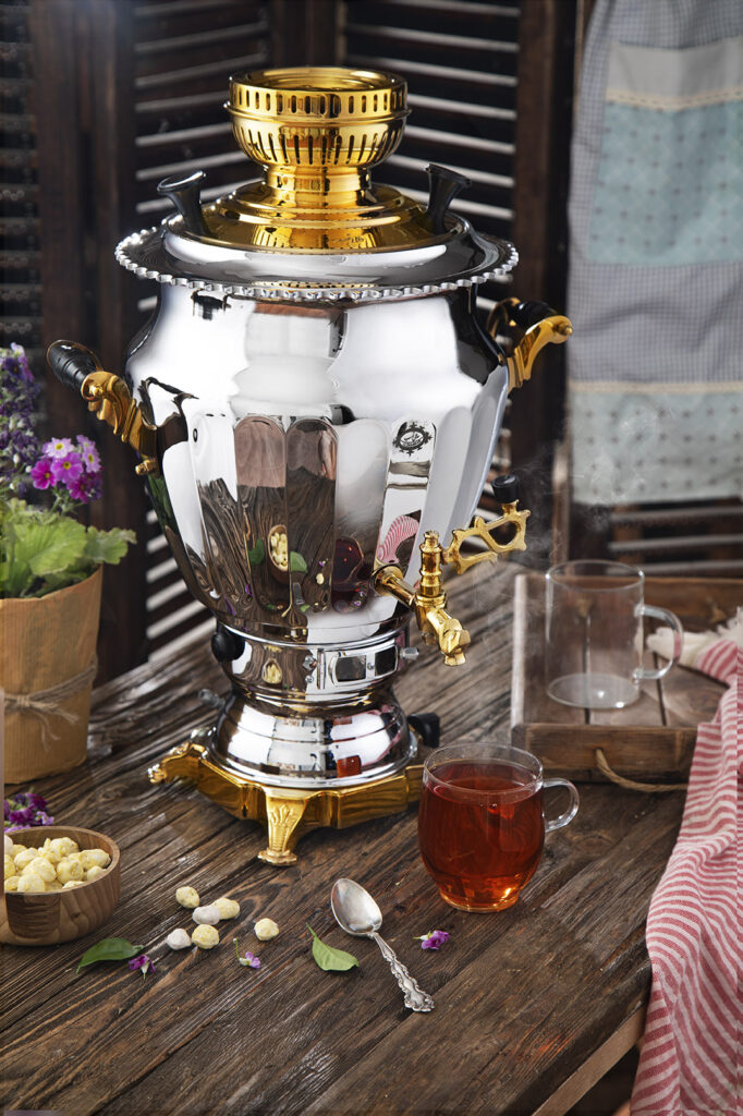 سماور گازی نگین نفیس طلایی 2